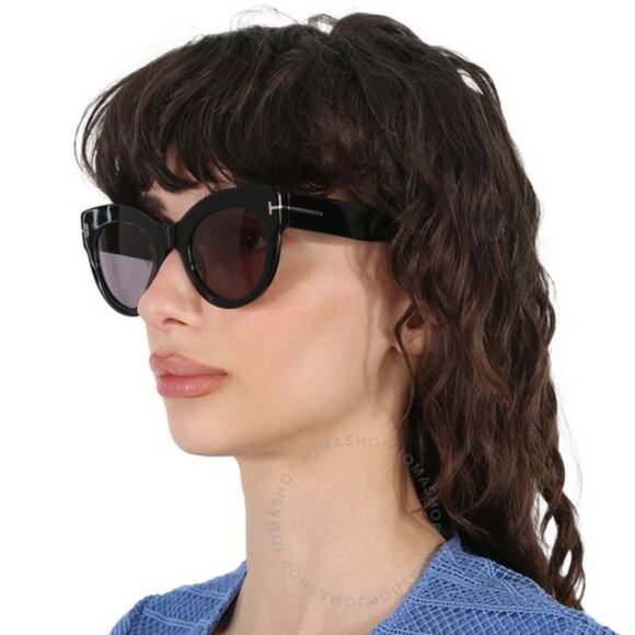 Tom Ford Women Sunglasses Black Smoke Mirror Cat Eye FT1063/S LUCILLA 01C NEW - Picture 8 of 10